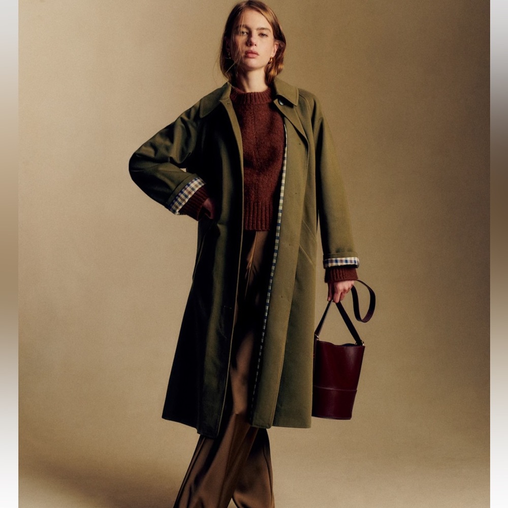 Sezane Clyde Olive Green Trench Coat